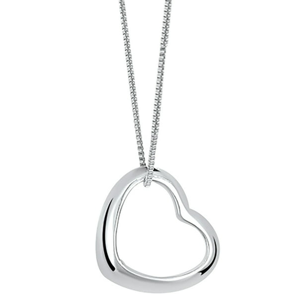 Sterling Silver Heart Pendant Necklace/16" Sterling Silver Curb Chain & Gift Box